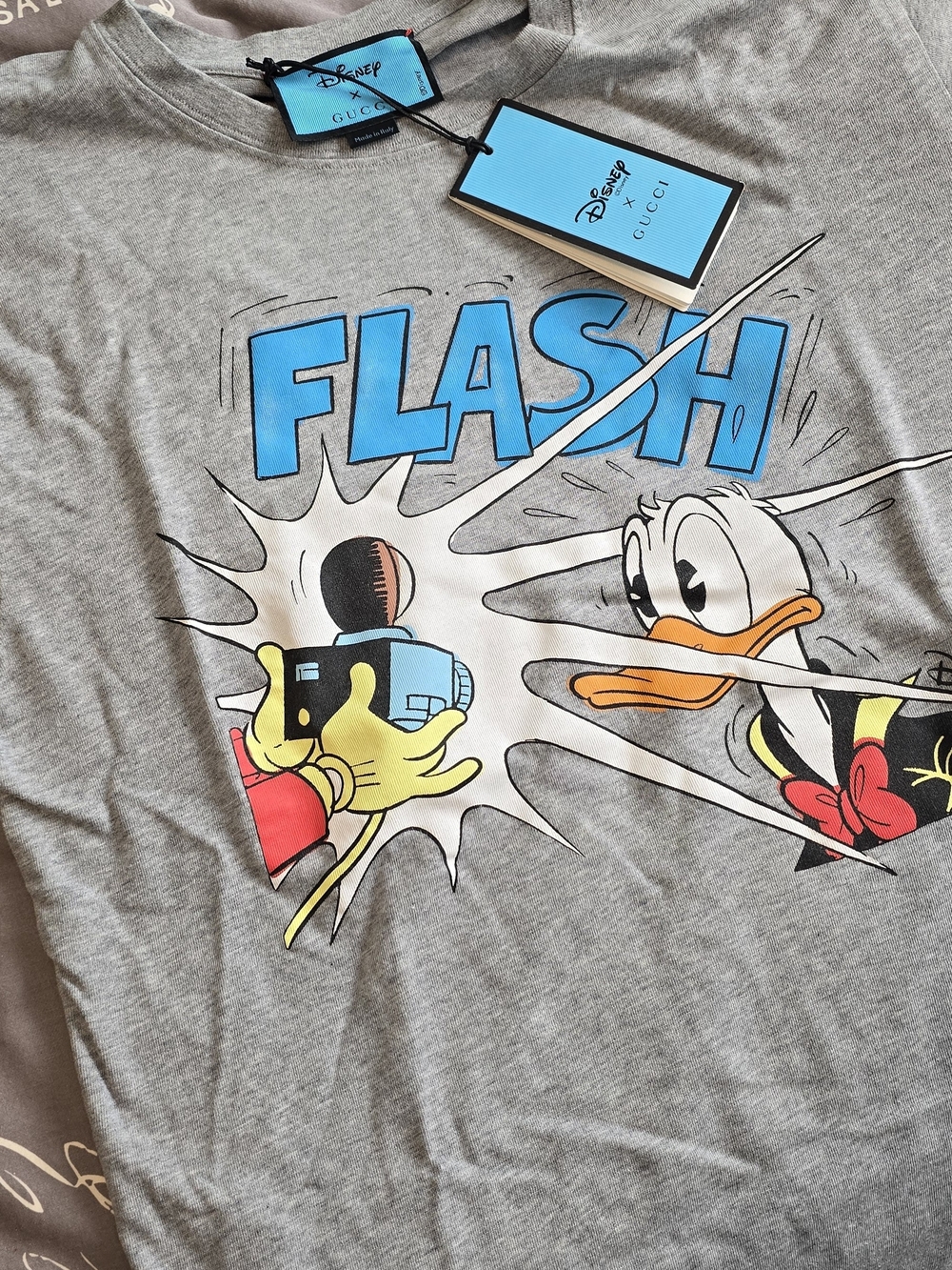 Gucci Grey Donald Duck 'FLASH' Graphic Short Sleeve Tee